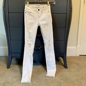 Frame white jeans, size 25, distressed